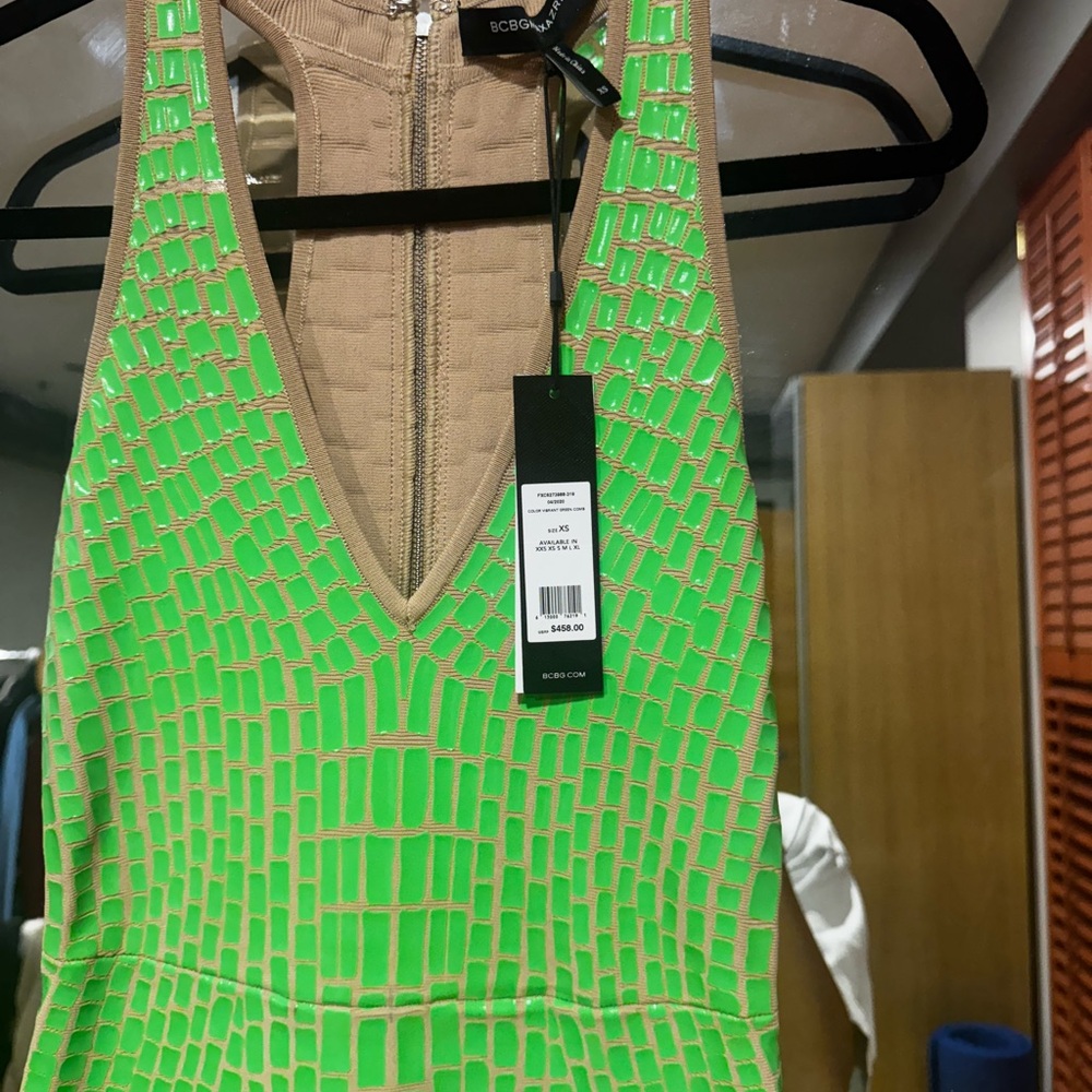 BCBGMaxAzria Neon Green Backless Dress - Picture 2 of 3